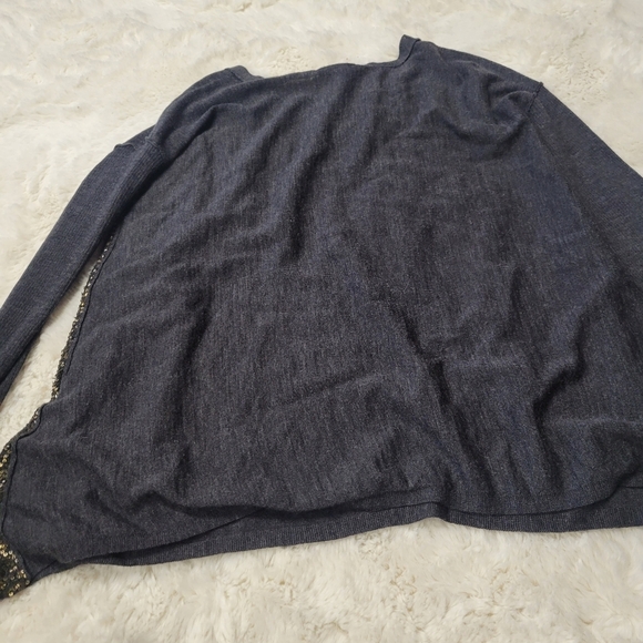 $358 EILEEN FISHER Italian Fine Merino Jersey w/Sequins CHARCOAL Top S - Picture 7 of 7